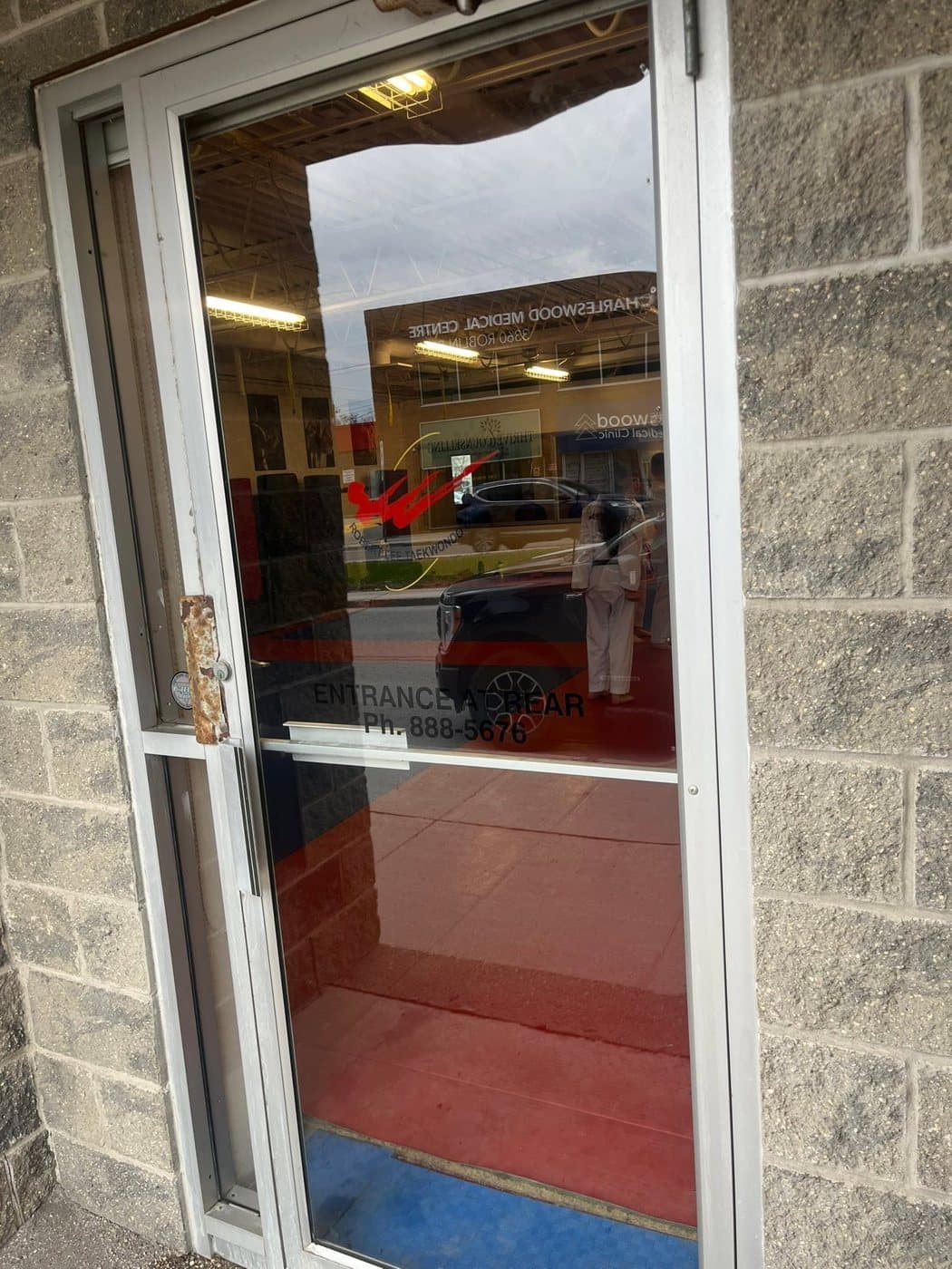Storefront door after cleaning